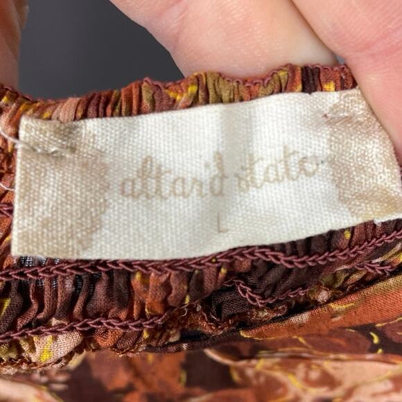 Alter'd State, Size Large, Brown & Orange Lightweight Fall Dres, Puff Sleeves - Picture 2 of 6